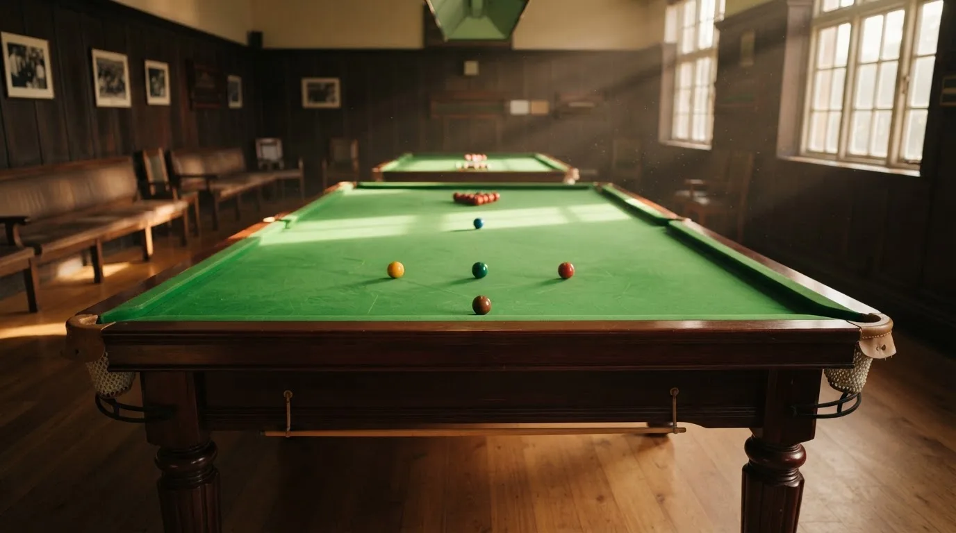 An empty courtroom with wooden benches in morning light