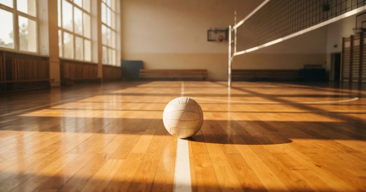 A ball on the centre spot of a grass pitch in morning light